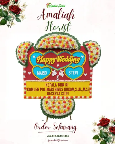 Karangan Papan Bunga Pernikahan di Latta